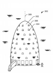 A multi-level fulfillment centre in a hive-like design - part of Amazon's recent drone technology related patents